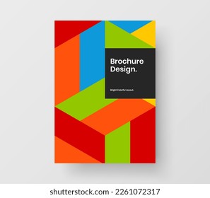 Fresh book cover design vector layout. Vivid geometric pattern leaflet template.