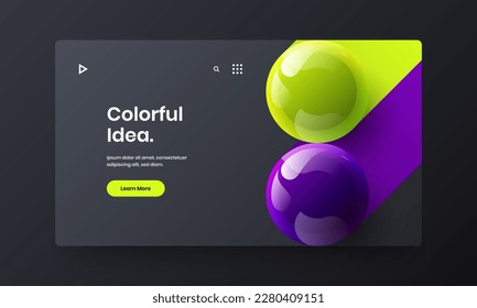 Fresh book cover design vector illustration. Amazing 3D balls site concept.