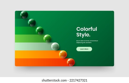 Fresh book cover vector design template. Amazing realistic spheres site layout.