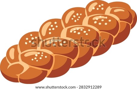 Fresh Braided Challah Bread Vector Illustration Isolated on White