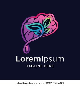fresh brain logo with leaf concept
