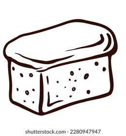 Fresh bread. Bakery item and element. Graphic outline hand drawn vector illustration isolated on white background for menu, bakery label design.