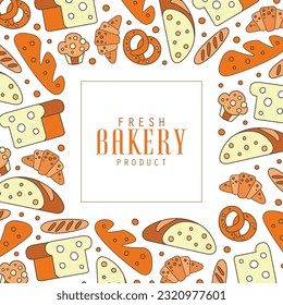 Fresh Bread and Bakery Product Card Vector Template