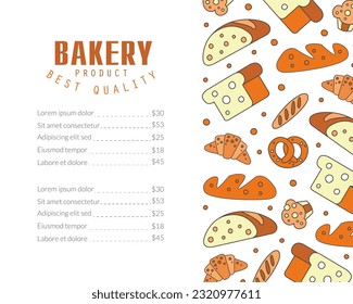 Fresh Bread and Bakery Product Menu Vector Template