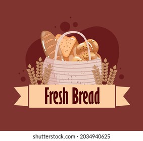 fresh bread in basket poster