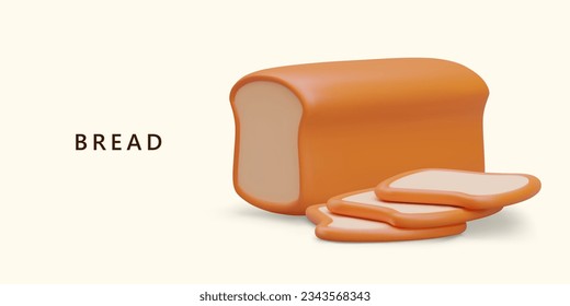 Pan fresco para el desayuno. Concepto de panadería más cercana. Ingredientes para sándwiches congelados. Producto clásico de trigo. Publicidad para redes sociales con estilo de caricatura