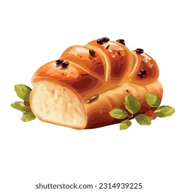 Fresh bread with chocolate chips icon isolated