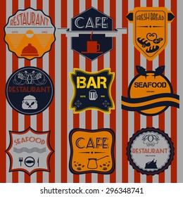 Fresh bread, coffee shop, restaurant Set retro vintage badges, ribbons and labels hipster