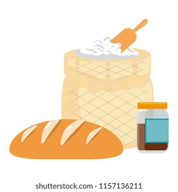 fresh bread with flour sack