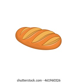 Fresh bread icon in cartoon style isolated on white background