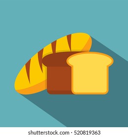 Fresh bread icon. Flat illustration of fresh bread vector icon for web isolated on baby blue background