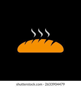 Fresh bread icon isolated on black background