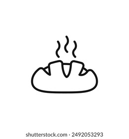 fresh bread icon outline collection in black and on white background