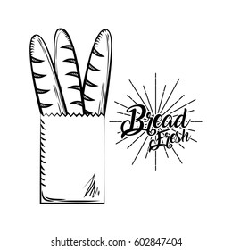 fresh bread icon over white background. bakery product concept. vector illustration