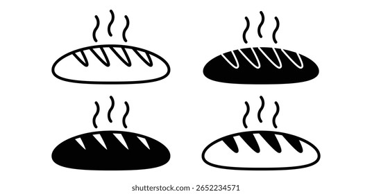 Fresh Bread Icons Black and White Simple Illustrations Vector Design