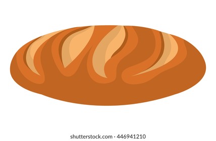 Fresh bread isolated icon on white background, vector illustration.