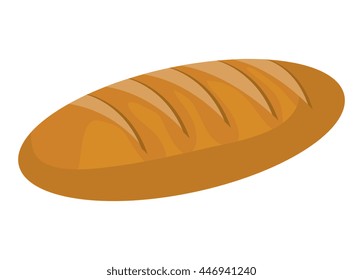 Fresh bread isolated icon on white background, vector illustration.