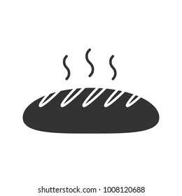 Fresh bread loaf glyph icon. Bakery. Silhouette symbol. Negative space. Vector isolated illustration