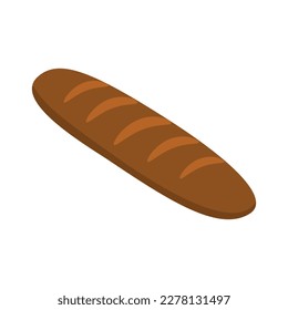 Fresh bread loaf on white background 3d isometric vector illustration
