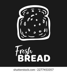 Fresh bread logo. Doodle hand drawn icon of pastries for decoration of bakery products shop and menu.  Vector illustration.