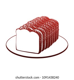 Fresh bread on dish on red lines