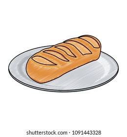Fresh bread on dish scribble