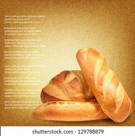 Fresh bread on textile background. Vector illustration.