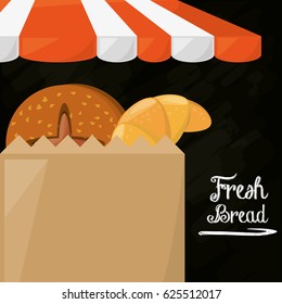 fresh bread shop food paper bag poster