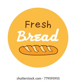 Fresh bread sign icon or bakery logo label design with a baguette loaf