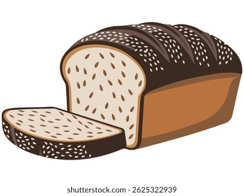 fresh bread slices nutritious food isolated vector illustration on white background