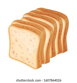 Fresh Bread Slices, Toast for Breakfast, Sandwich Ingredient Vector Illustration