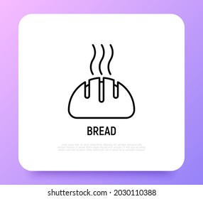 Icono de la delgada línea del pan fresco. Panadería, pastelería. Ilustración vectorial.