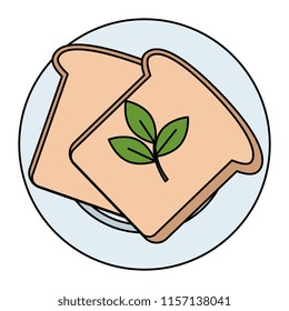 fresh bread toast and leafs