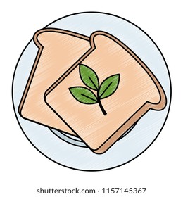 fresh bread toast and leafs