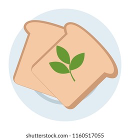 fresh bread toast and leafs