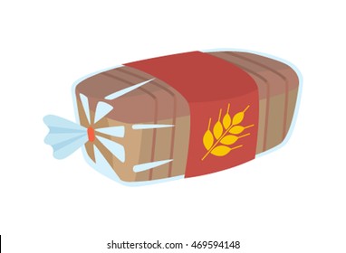 Fresh bread for toast in the package. flat vector illustration isolated on white background