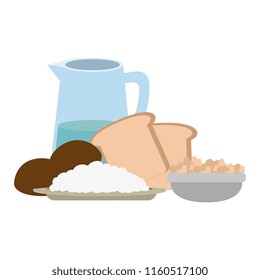 fresh bread toast with water jar
