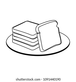Fresh breads on dish on black and white colors
