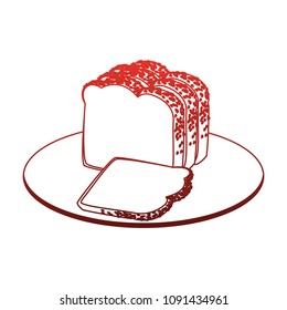 Fresh breads on dish on red lines