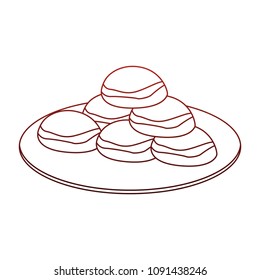 Fresh breads on dish on red lines