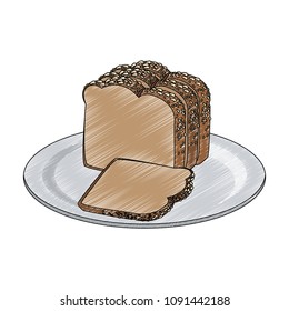Fresh breads on dish scribble