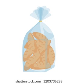 fresh breads in plastic bag
