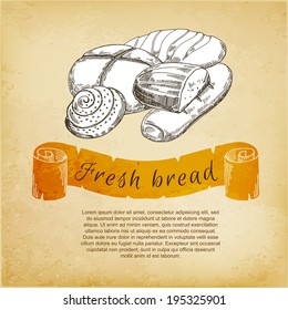 Fresh bread,vector hand drawing