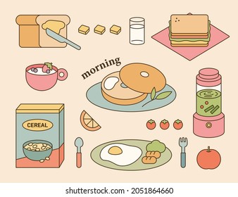Menú de desayuno fresco. ilustración vectorial de estilo de diseño plano.