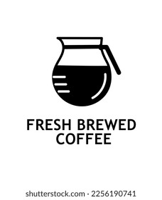 Fresh brewed coffee icon. Glassware with hot drink. Advertising poster or banner for website. Logotype and branding. Cafe or restaurant menu. Cartoon flat vector illustration