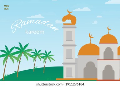 Der frische und helle Hintergrund der Moschee des Ramadan-Monats