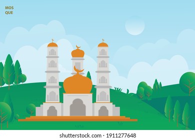 El fondo fresco y luminoso de la mezquita del mes de Ramadán