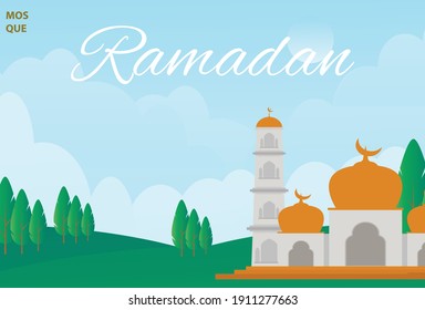 El fondo fresco y luminoso de la mezquita del mes de Ramadán