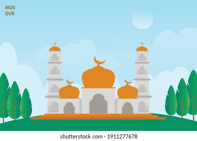 Der frische und helle Hintergrund der Moschee des Ramadan-Monats