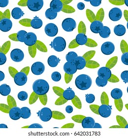 Fresh and bright blueberry vector seamless pattern. Conveniently grouped and easily editable. Positive summer design